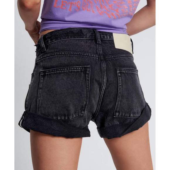 NEW ONE TEASPOON smiths low waist denim shorts in faded black - Picture 4 of 4